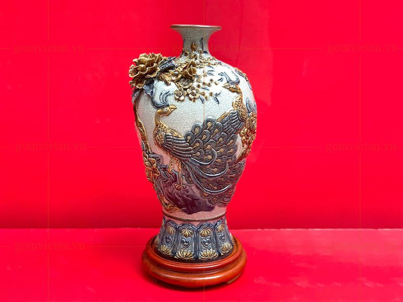 Mai bình tích lộc men rạn công danh phú quý đắp nổi