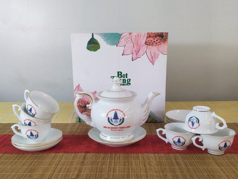Bộ ấm chén in logo dáng đại hội 