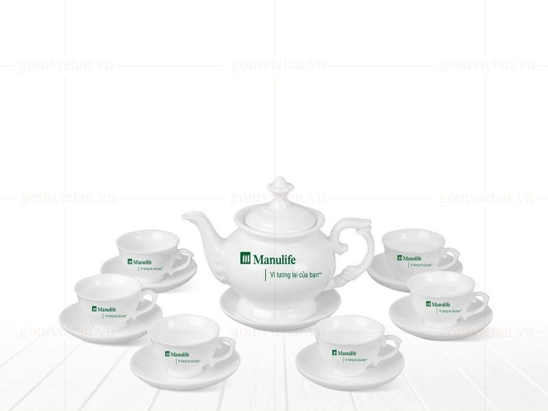 Bộ ấm chén in logo dáng đại hội 