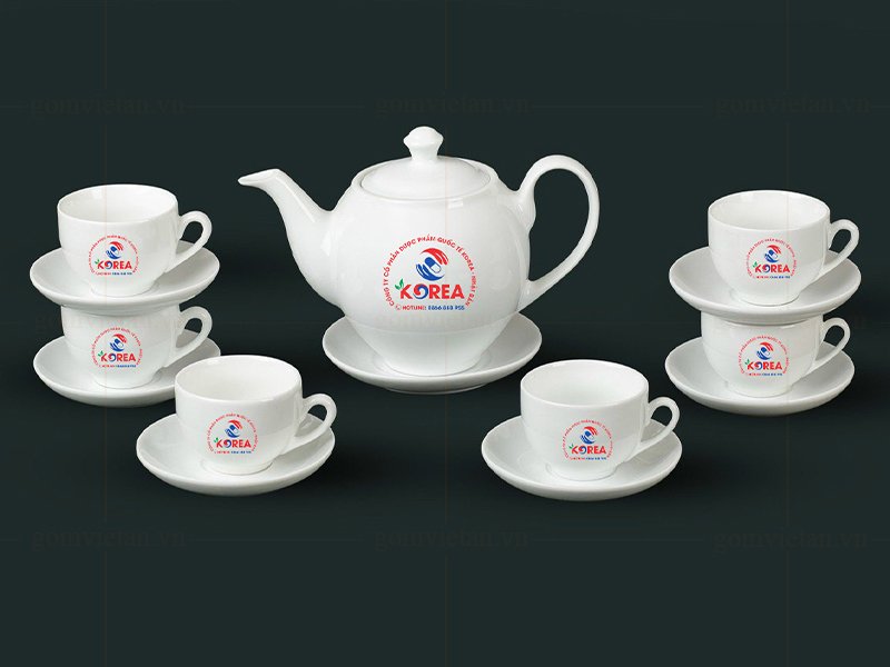 Bộ ấm chén in logo dáng Minh Long 
